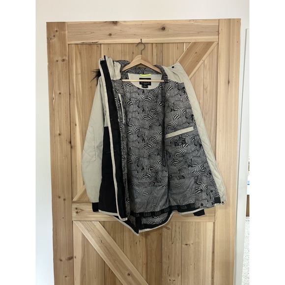 Saga Outerwear Co Ski Coat Jacket Zebra Print Fur Hood Large Outdoor Coat Retro - Picture 3 of 16